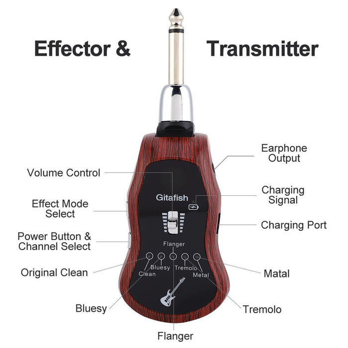 GitaFish Wired Guitar system (3m Cable) with Bluetooth and 5 sound effects B6